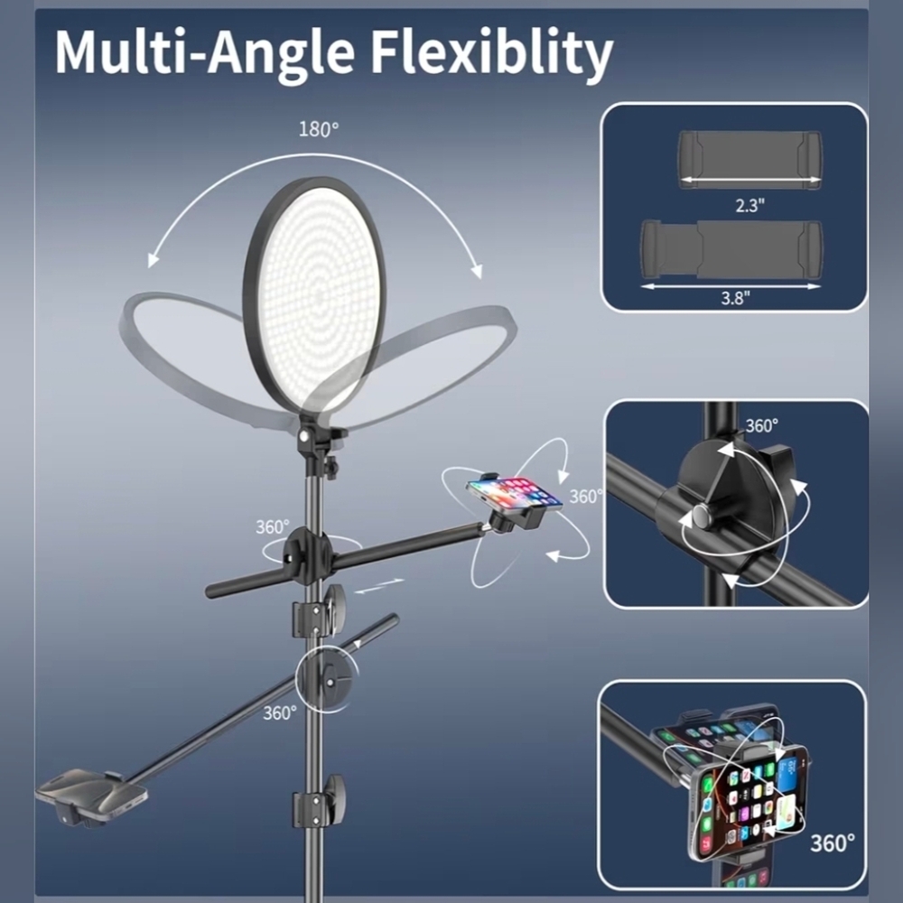 13" XL Ring Light 55W 72" Tripod Stand Full-Screen Selfie Ring Light  Remote NIB - Picture 4 of 11